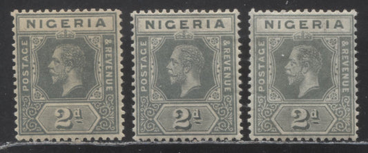 Nigeria SC#3 2d Gray 1914-1929 Imperial Keyplate Issue, 2d Gray, Three Shades, Multiple Crown Ca Wmk, 3 F/VFNH Example, Click on Listing to See ALL Pictures, Estimated Value $40 USD