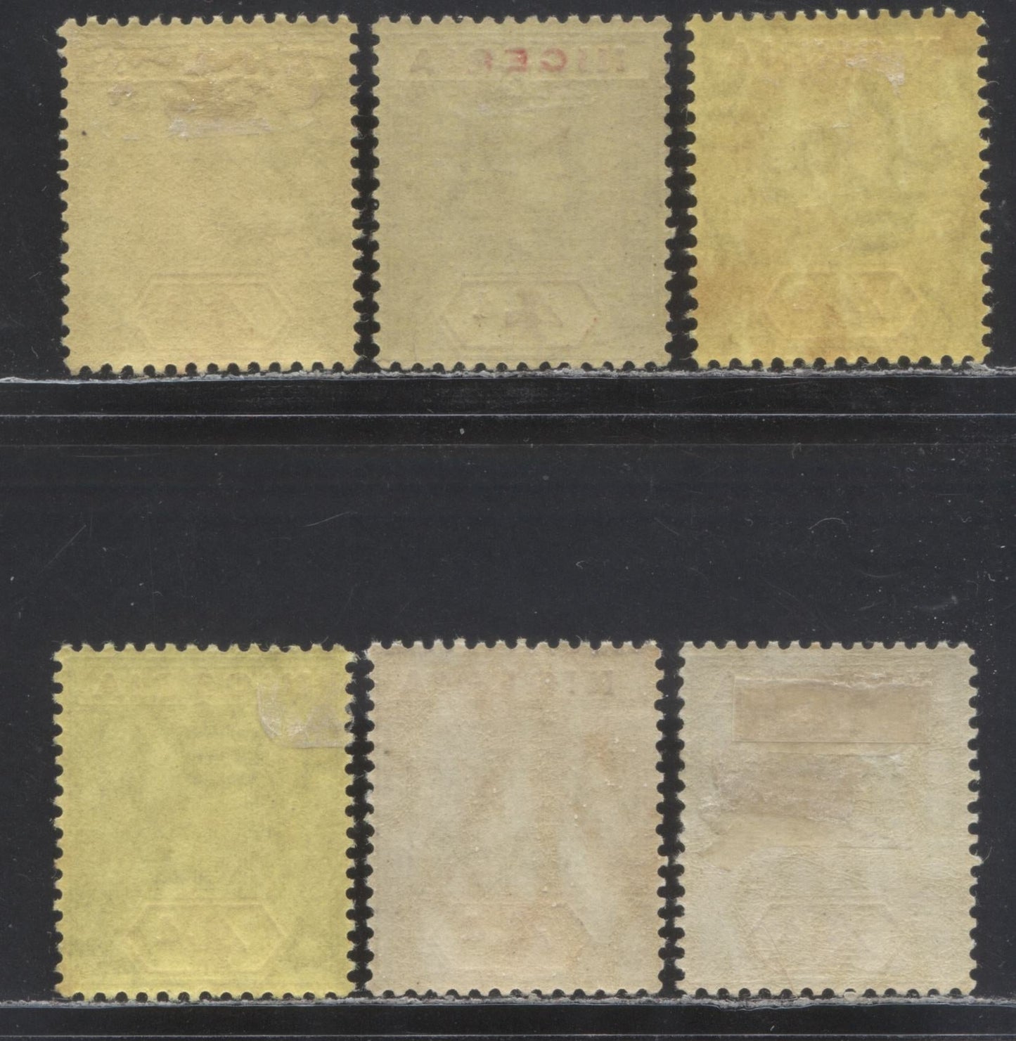 Nigeria SC#6/14 1914-1929 Imperial Keyplate Issue, All Listed Printings Except 4d Black & Red On Orange Buff, Multiple Crown CA Wmk, 6 VFOG Singles, Click on Listing to See ALL Pictures, Estimated Value $75 USD