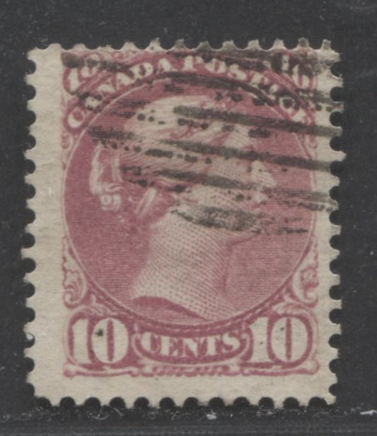 Lot 81 Canada #40a 10c Magenta Queen Victoria, 1870 - 1893 Small Queen Issue, A Fine Used Single Montreal Printing On Horizontal Wove Paper With Perf 12.1x12.2