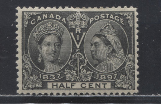 Lot 84 Canada #50 1/2c Grey Black Queen Victoria, 1897 Diamond Jubilee Issue, A FOG Single Showing Light Gum Bends