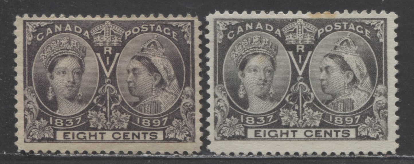 Lot 91 Canada #56 8c Violet Black & Blackish Violet Queen Victoria, 1897 Diamond Jubilee Issue, 2 VFOG - Fine Unused Singles Two Shades