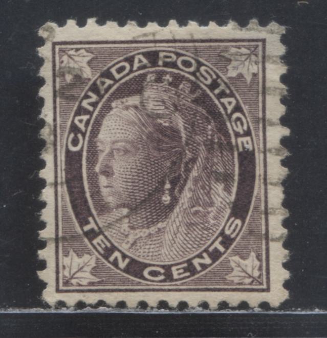 Lot 99 Canada #73ii 10c Brown Violet, 1897 - 1898 Queen Victoria Maple Leaf Issue, A Fine Used Single On Horizontal Wove Paper