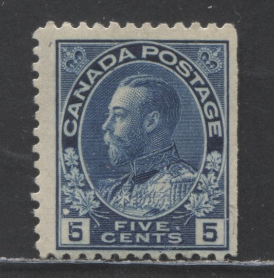 Lot 69 Canada #111 5c Dark Blue King George V, 1911-1925 Admiral Issue, A FOG Single