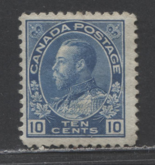 Lot 87 Canada #117vi 10c Blue King George V, 1911-1925 Admiral Issue, A Very Good Unused Single On Horizontal Wove Paper, Dry Printing