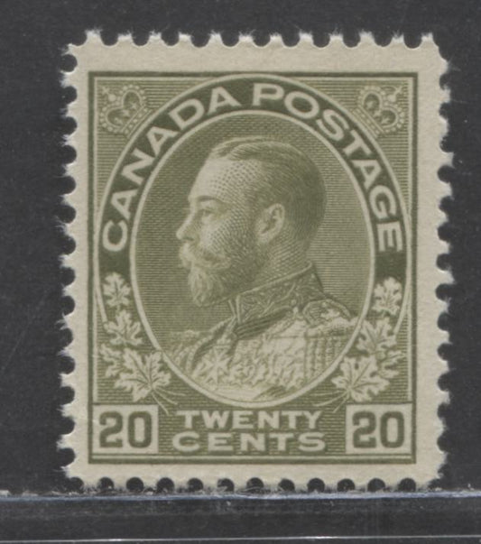 Lot 90 Canada #119 20c Pale Dive Green King George V, 1911-1925 Admiral Issue, A FNH Single With Normal Frameline At UR & Dry Printing