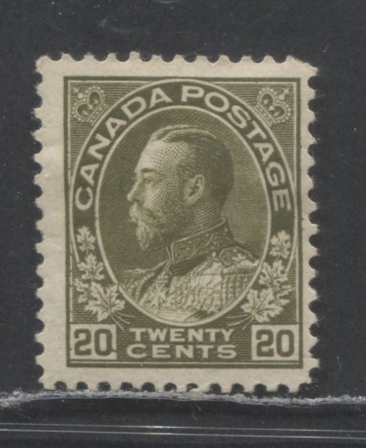 Lot 92 Canada #119c 20c Deep Olive Green King George V, 1911-1925 Admiral Issue, A FOG Single With Normal Frameline, Wet Printing