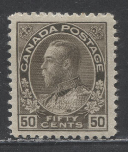 Lot 95 Canada #120 50c Black Brown King George V, 1911-1925 Admiral Issue, A VFOG Single With Redrawn Frameline, Dry Printing
