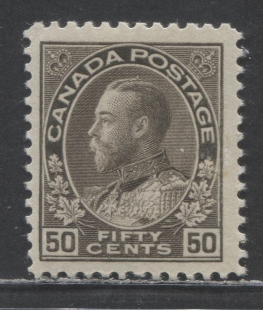 Lot 96 Canada #120 50c Sepia Gray King George V, 1911-1925 Admiral Issue, A FOG Single With Redrawn Frameline, Dry Printing