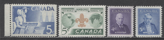Canada #355-358 4c & 5c Ultramarine/Violet Wheat & Oil / Sir Charles Tupper, 1955 Commemoratives, 4 GEM Singles