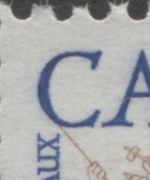 Canada #390var 5c Ultramarine & Bistre Brown Dollard des Ormeaux, 1960 Battle Of Long Sault, 2 VFNH Singles Showing Significant Downward Vignette shift on Both Smooth & Ribbed Paper