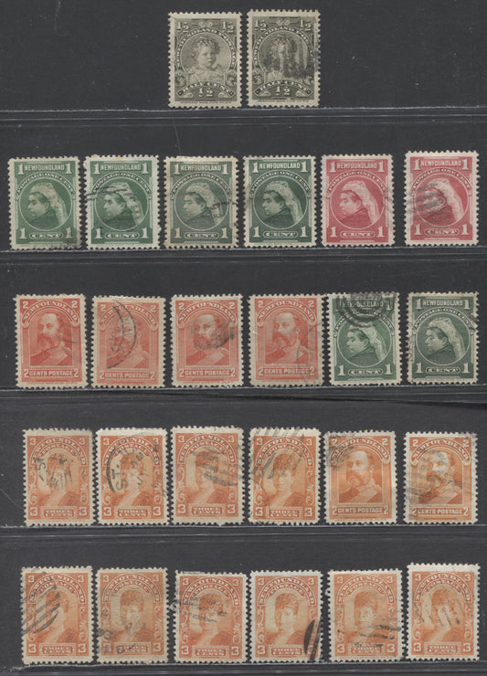 Lot 84 Newfoundland #78-80a, 81-83 1/2c - 1c, 2c-3c Olive Green/Orange King Edward VIII as Child - Queen Alexandra, 1897-1901 Royal Family Issue, 26 Very Fine Used Singles