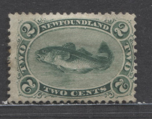 Lot 9 Newfoundland #24 2c Green Codfish, 1865-1894 1st Cent Issue, A Fine Unused Single On White Vertical Wove Paper