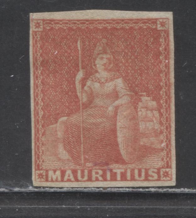 Lot 170 Mauritius SC#10 6d Red 1859 Brittania Issue, Clear Margins, But Small Scissor Cut At UL, A Very Good Unused Single, Click on Listing to See ALL Pictures, Estimated Value $7 USD