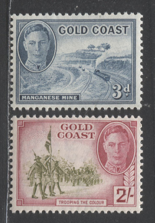 Gold Coast SC#135/139 1948 Pictorial Definitives, 2 VFNH Singles, Click on Listing to See ALL Pictures, 2022 Scott Classic Cat. $15 USD