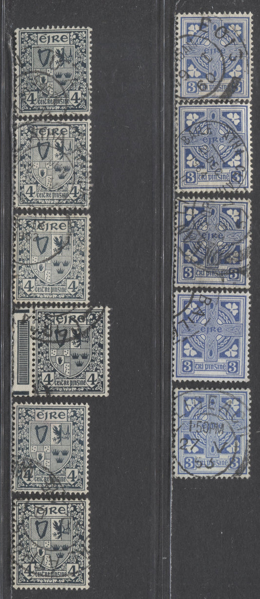 Ireland SC#111-112 1940-1968 Definitives, Different Paper & Shade Varieties, 11 Very Fine Used Singles, Click on Listing to See ALL Pictures, 2022 Scott Classic Cat. $15.4 USD