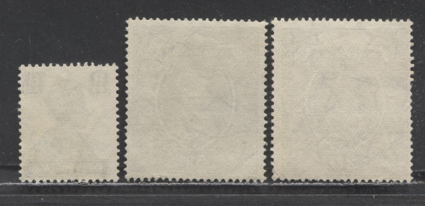 Lot 52 Bahrain SC#33/50 1938-1944 KGVI Pictorial Issue, 2rd Brown, 5rs Blue & Green & 8as Blackish violet, 3 Fine/Very Fine Used Singles, Click on Listing to See ALL Pictures, Estimated Value $20 USD