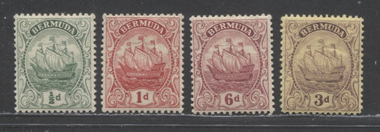 Lot 67 Bermuda SC#82/91 1922-1934 Caravel Definitives, Script CA Wmk, 4 VFOG Singles, Click on Listing to See ALL Pictures, 2022 Scott Classic Cat. $29.4 USD