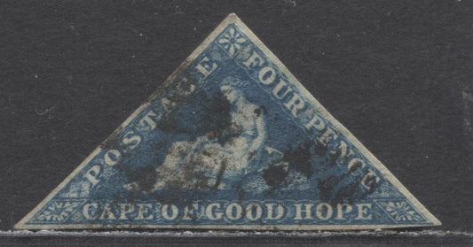 Lot 82 Cape Of Good Hope SC#4e 4d Bright Blue On White Paper 1855-1858 Seated Hope Issue, A Very Good Used Single, Click on Listing to See ALL Pictures, Estimated Value $22 USD