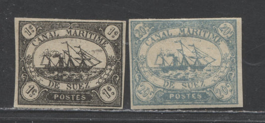 Lot 95 Egypt SC#L1F/L3F 1868 Suez Canal Company Issues, Forgeries, 2 F/VFOG Singles, Click on Listing to See ALL Pictures, Estimated Value $10 USD