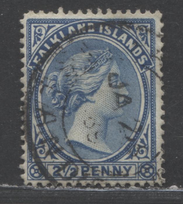 Lot 98 Falkland Islands SC#14 2.5d Deep Blue 1891-1902 Queen Victoria Profile Head Issue, A Fine Used Single, Click on Listing to See ALL Pictures, Estimated Value $80 USD