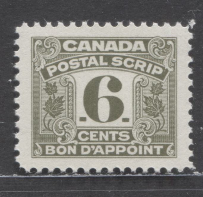 Canada #FPS28 6c Olive , 1967 Postal Script Issue, A VFNH Single With Larger Design Size