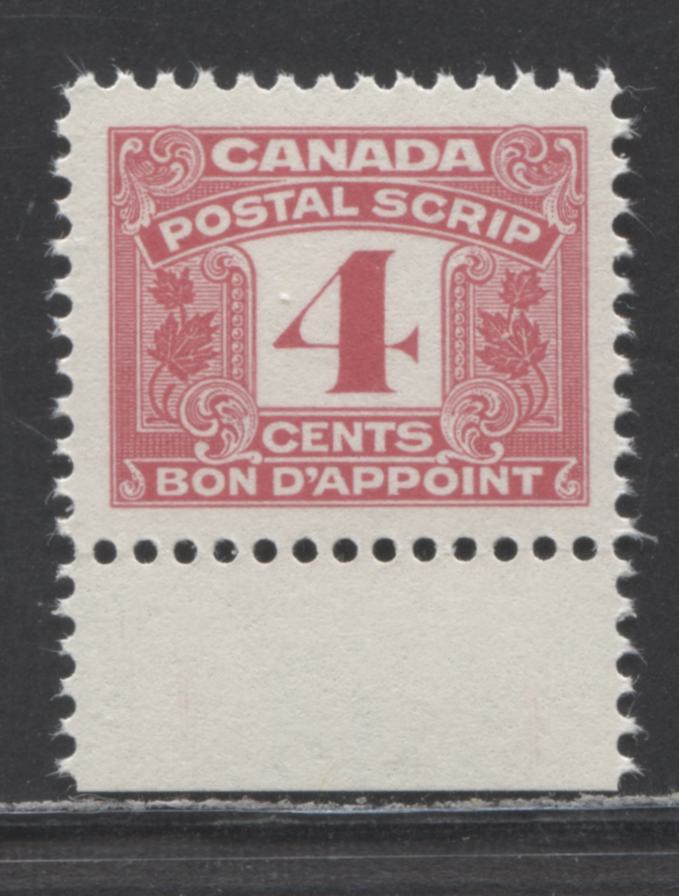 Canada #FPS44 4c Pink , 1967 Third Issue Postal Scrip, A VFNH Single With 20mm x 16mm Design Size