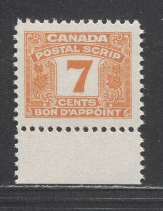 Canada #FPS47 7c Orange , 1967 Third Issue Postal Scrip, A VFNH Single