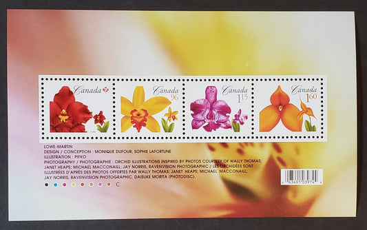 Lot 42 Canada #2243 P(53c)-$1.60 Multicolored Island Red Flowers-Kaleidoscope 'Conni', 2007 Flower Definitives, A VFNH Souvenir Sheet