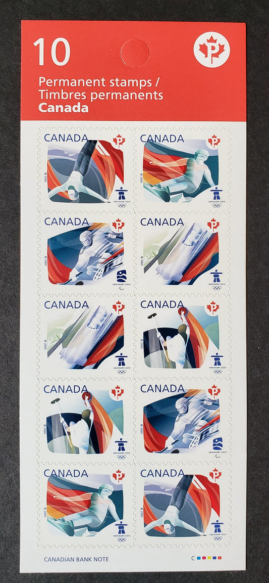 Canada #2304a P(54c) Multicolored Freestyle Skiing-Snowboard, 2009 Olympic Definitives, A VFNH Booklet Pane Of 10