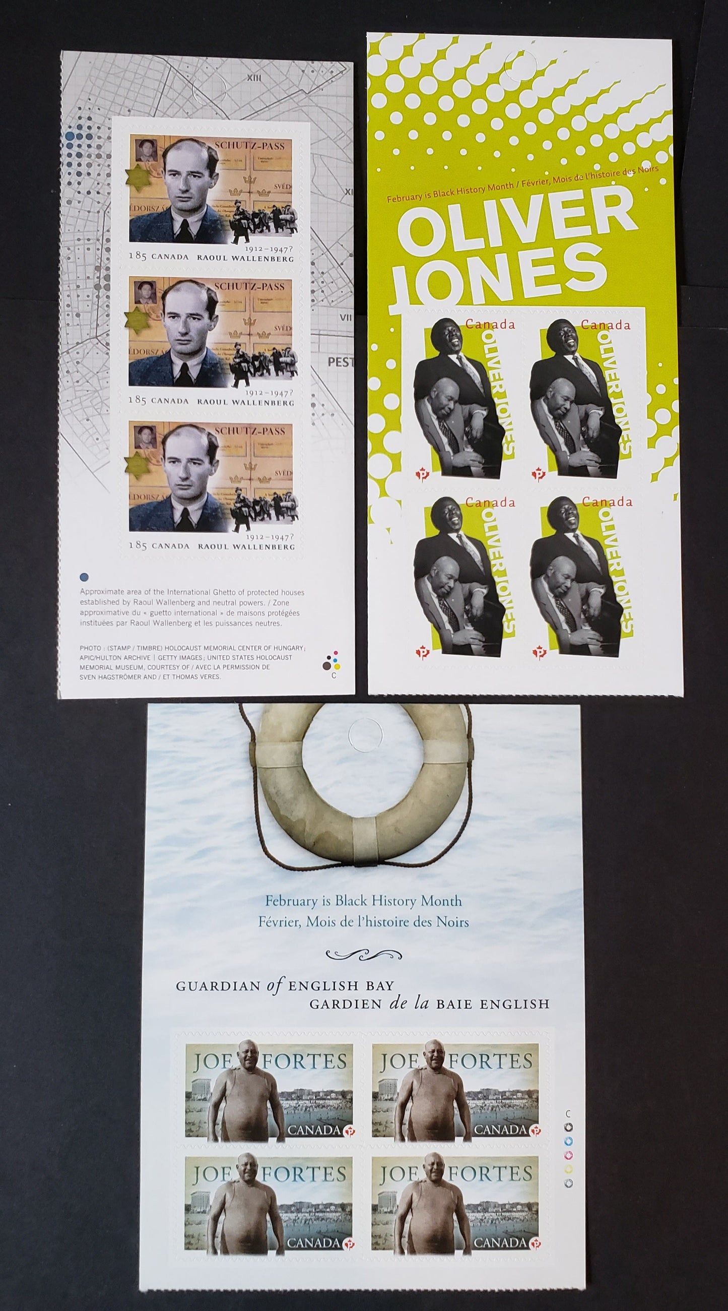 Canada #2618-2620, 2013 Royal Wallenberg, Oliver Jones & Joe Fortes Issues, 3 VFNH Booket Panes