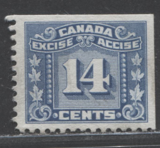 Lot 91 Canada #FX74 14c Blue 3 Leaves, 1934-1948 Excise Tax, A Very Fine Used Single