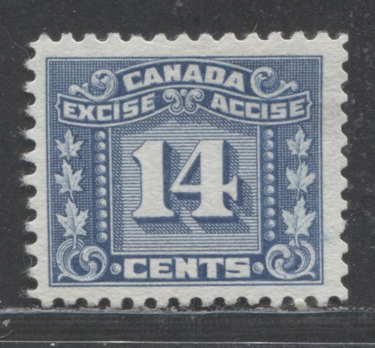 Lot 92 Canada #FX74 14c Blue 3 Leaves, 1934-1948 Excise Tax, A Fine Used Single