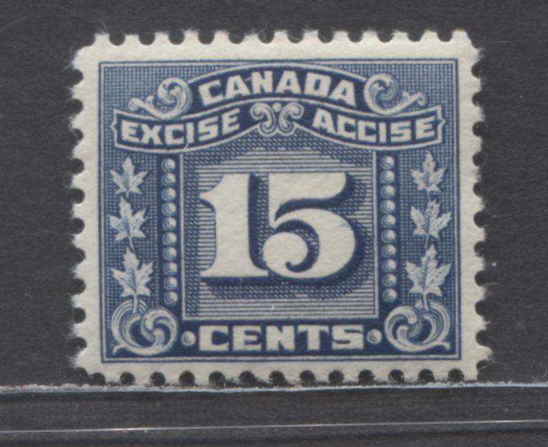 Lot 96 Canada #FX75 15c Blue 3 Leaves, 1934-1948 Excise Tax, A VFNH Single With Crackly White Gum