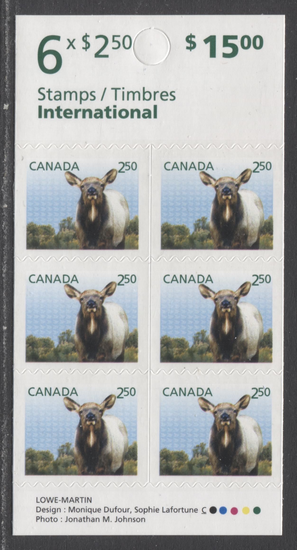 Lot 24 Canada #2717 $2.50 Multicolored Wapiti, 2014 Baby Wildlife Definitives, A VFNH Booklet Pane Of 6