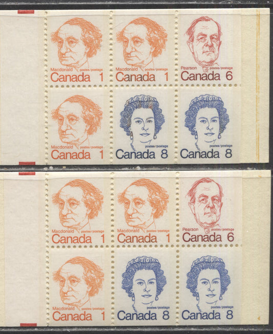 Canada  McCann #BK74evar 1972-1978 Caricature Issue, 2 Complete 25c Booklets, NF Covers, NF/NF Panes Plus Counter Booklet, 74mm Pane