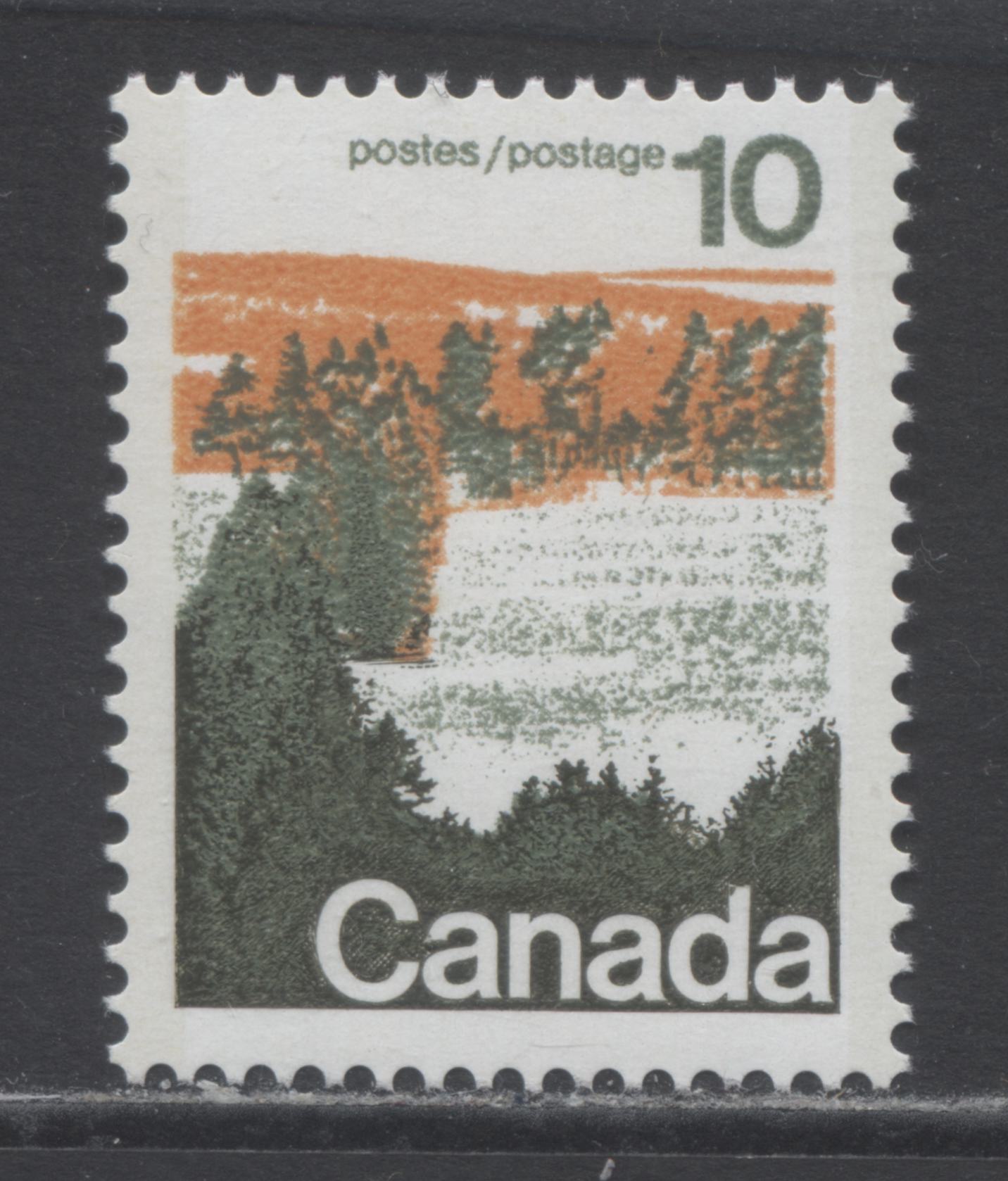 Lot 135 Canada #596aiivar 10c Multicolored Forest, 1972 Landscape Definitives, A VFNH Single Unlisted Printing, DF Blue/LF-fl Sparse HB Flecks, Type 2, Perf 13.3