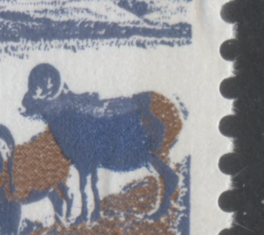 Canada #595iii 15c Multicolored Mountain Sheep, 1972 Landscape Definitives, 3 VFNH Singles With Various DF/DF & DF/NF Papers, W2B Taggigm Blue Tail Variety, Bluish White Bands