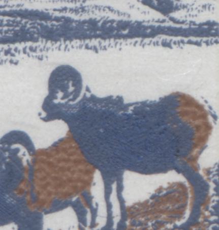 Canada #595a 15c Multicolored Mountain Sheep, 1972 Landscape Definitives, A VFNH Single With DF/F Grayish Paper With Low Density LF + MF Fibers, Blue Tail Variety, Type 2, Perf 13.3