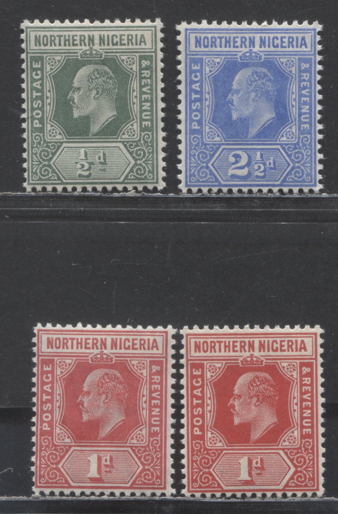 Northern Nigeria SC#28/31 1910-1911 King Edward New Colors Issue, With Two Shades Of 1d, Multiple Crown CA Wmk, 4 VFNH Singles, Click on Listing to See ALL Pictures, Estimated Value $35 USD