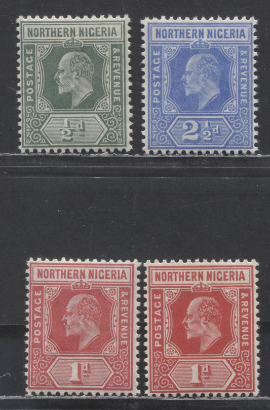 Northern Nigeria SC#28/31 1910-1911 King Edward New Colors Issue, With Two Shades Of 1d, Multiple Crown CA Wmk, 4 VFNH Singles, Click on Listing to See ALL Pictures, Estimated Value $35 USD