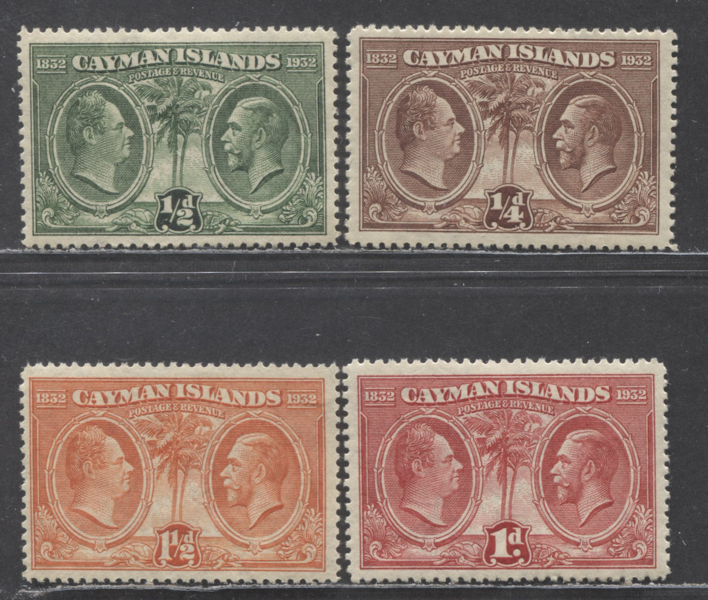 Lot 8 Cayman Islands SC#69-72 1932 Centenary Of Assembly Issue, A F/VFNH Singles, Click on Listing to See ALL Pictures, Estimated Value $24 USD
