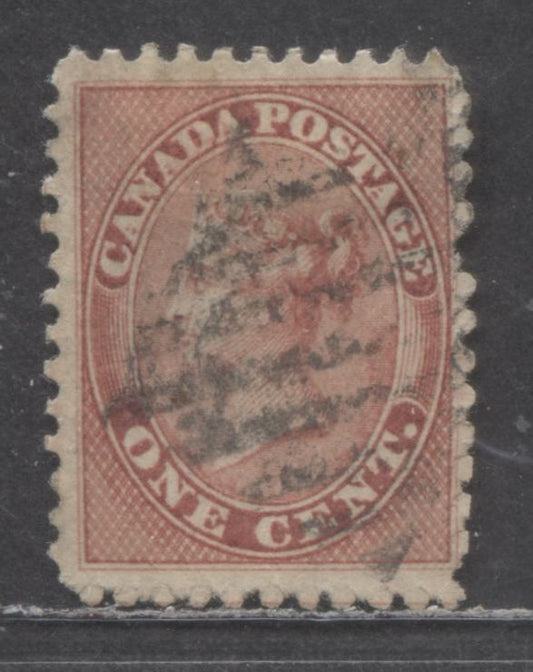 Lot 84 Canada #14b 1c Deep Rose Queen Victoria, 1859-1864 First Cents Issue, A Fine Used Single On Vertical Wove Paper, Perf 11.75