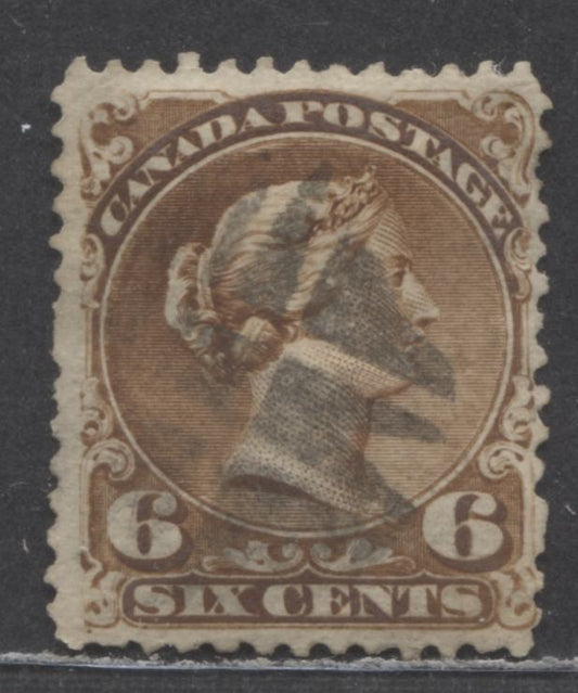 Lot 86 Canada #27a 6c Yellow Brown Queen Victoria, 1868-1876 Large Queen Issue, A Very Good Used Plate 1 Single On Duckworth Paper 10