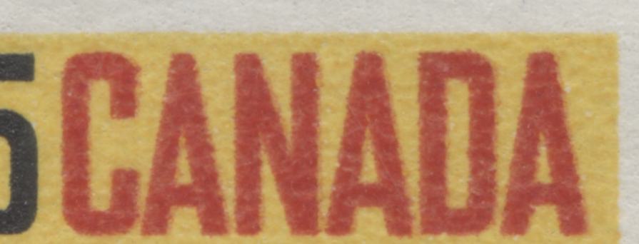 Canada #483ivar 5c Yellow, Black & Red Lacrosse Players, 1968 Lacrosse, 2 VFNH Singles With Moderate & Weak Kiss Print (Doubling Of Red), Unchecked As To Paper