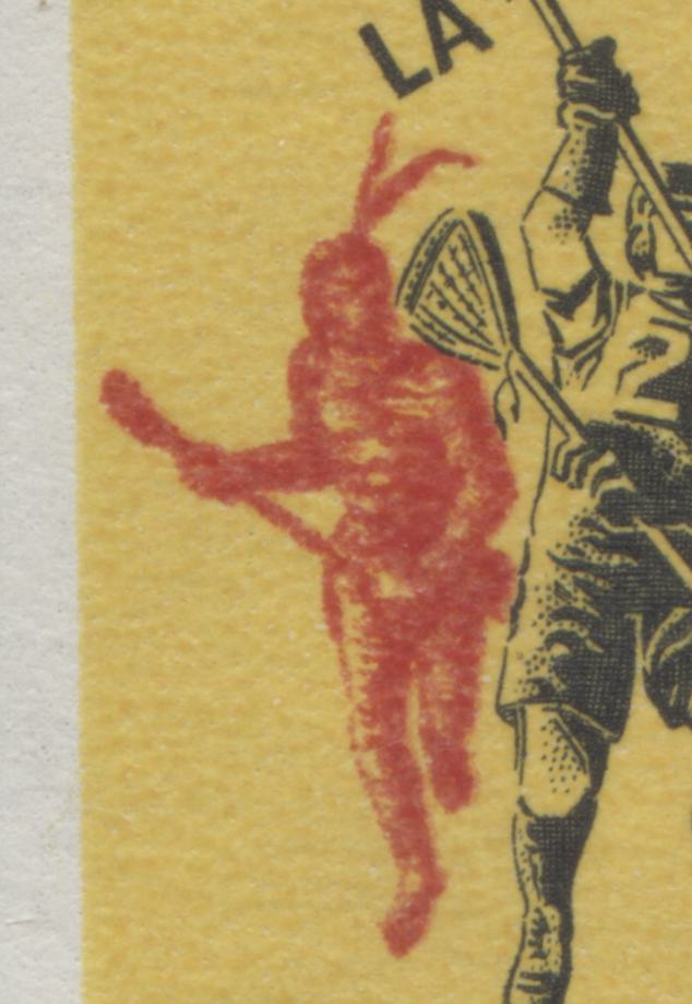 Canada #483ivar 5c Yellow, Black & Red Lacrosse Players, 1968 Lacrosse, 2 VFNH Singles With Moderate & Weak Kiss Print (Doubling Of Red), Unchecked As To Paper