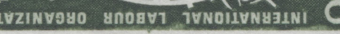 Canada #493 var 6c Dark Olive Green Globe And Tools, 1969 I.L.O Issue, A VFNH Single On HB Paper, Vertical Ribbed, Weak Entry At Left And Right