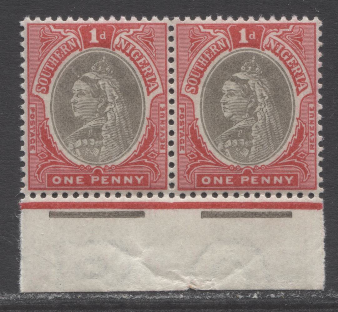 Lot 50 Southern Nigeria SC#2a 1d Aniline Carmine & Sepia Gray 1901 Que ...