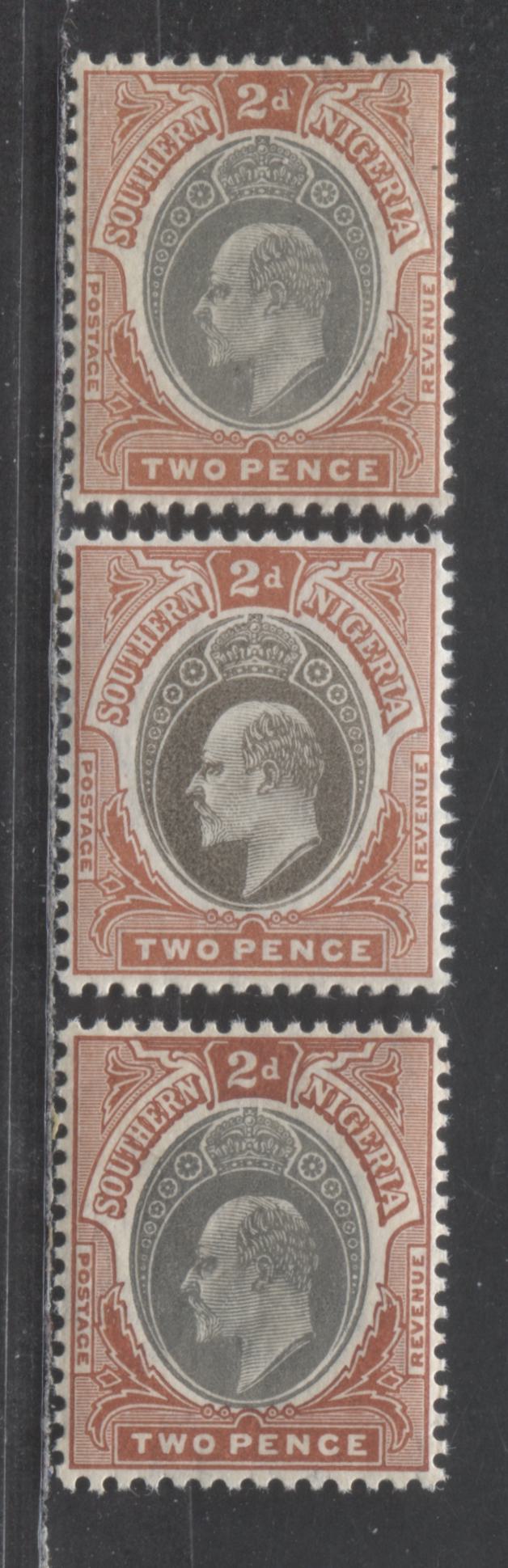 Lot 69A Southern Nigeria SC#23-23b 1904-1909 King Edward VII Issue, Multiple Crown CA Wmk, 3 VFNH Singles, Click on Listing to See ALL Pictures, Estimated Value $25 USD