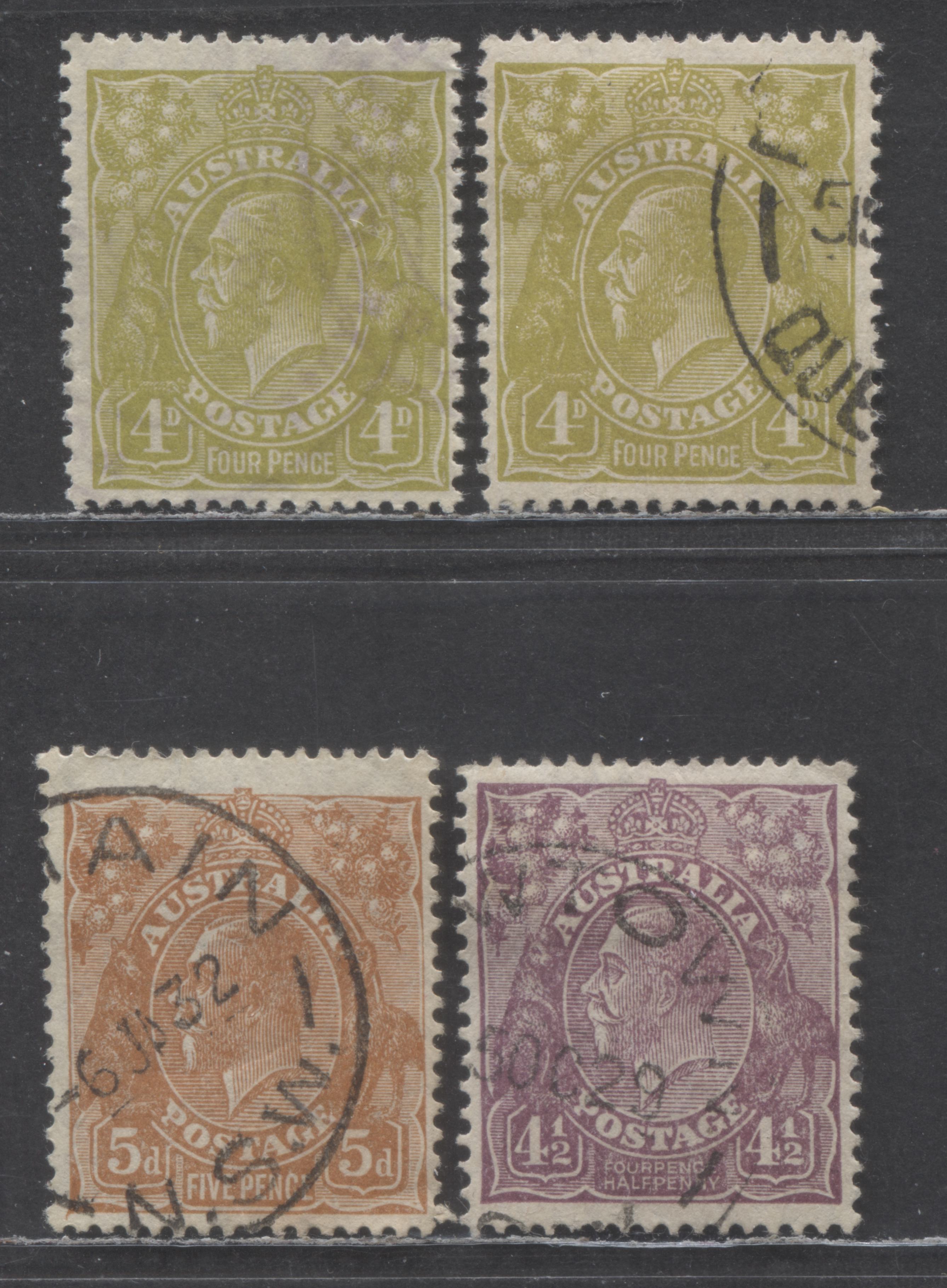 Lot 90 Australia SG#102-103a 1926-1930 KGV Profile Head Issue, Perf 13 ...