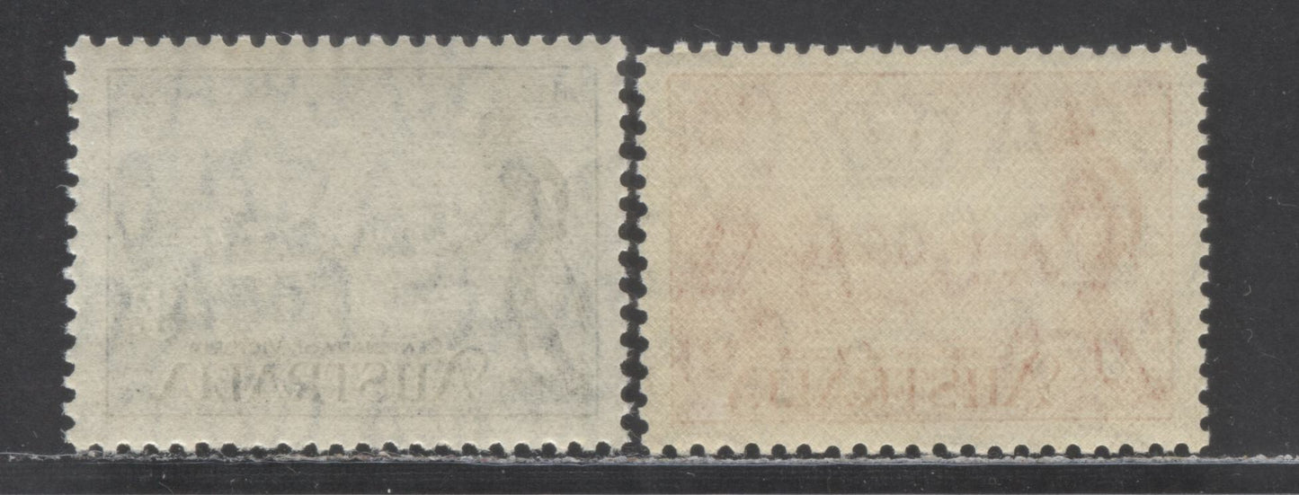 Lot 99 Australia SG#142a-143a 1934 Centenary Of Victoria, Perf 11.5, 2d Carmine & 3d Blue, 2 VFNH Singles, Click on Listing to See ALL Pictures, 2022 Scott Classic Cat. $19 USD